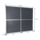 Dessin dimensionnel de la Cloison de séparation FLEXMIUT MODUL de 193,5 × 167,3 cm en gris de hjh OFFICE