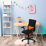Chaise pivotante pour des enfants KIDDY PRO AL en noir-orange avec accoudoirs et roulettes de hjh OFFICE