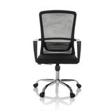 Siège de bureau à domicile STAR-TEC S noir avec dossier en maille et base à cinq roulettes de hjh OFFICE – vue à 360° (vue de face 0°)
