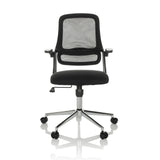 Siège de bureau à domicile MIKO B ECO noir avec dossier en maille et base à cinq roulettes de hjh OFFICE – vue à 360° (vue de face 0°)