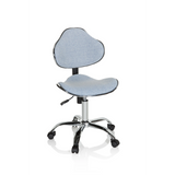 Chaise pivotante pour des enfants KIDDY GTI-3 bleue avec assise rembourrée et piètement à cinq roulettes de hjh OFFICE – vue à 360° (vue de face 20°)