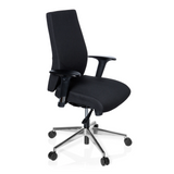 Siège de bureau de qualité professionnelle PRO-TEC 250 noir avec accoudoirs et pied à cinq roulettes de hjh OFFICE – vue à 360° (vue de trois quarts avant 60°)