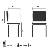 Dessin technique de la Chaise à coque BEGIO B avec une charge maximale de 120 kg de hjh OFFICE