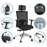 Siège de bureau de qualité professionnelle ASTRA LUX en noir avec dossier en maille et diverses options de réglage de hjh OFFICE
