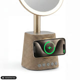 Station de charge à induction pour smartphones sur le Miroir de Maquillage Glamlody en doré de hjh OFFICE (image générée par IA)