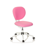 Chaise pivotante pour des enfants KID VIVO rose avec pied en étoile blanc et cinq roulettes de hjh OFFICE – vue à 360° (vue de trois quarts avant 40°)