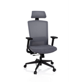 Siège de bureau de qualité professionnelle CAPTIVO gris avec dossier mesh, appui-tête et base à roulettes de hjh OFFICE – vue à 360° (vue de face 20°)