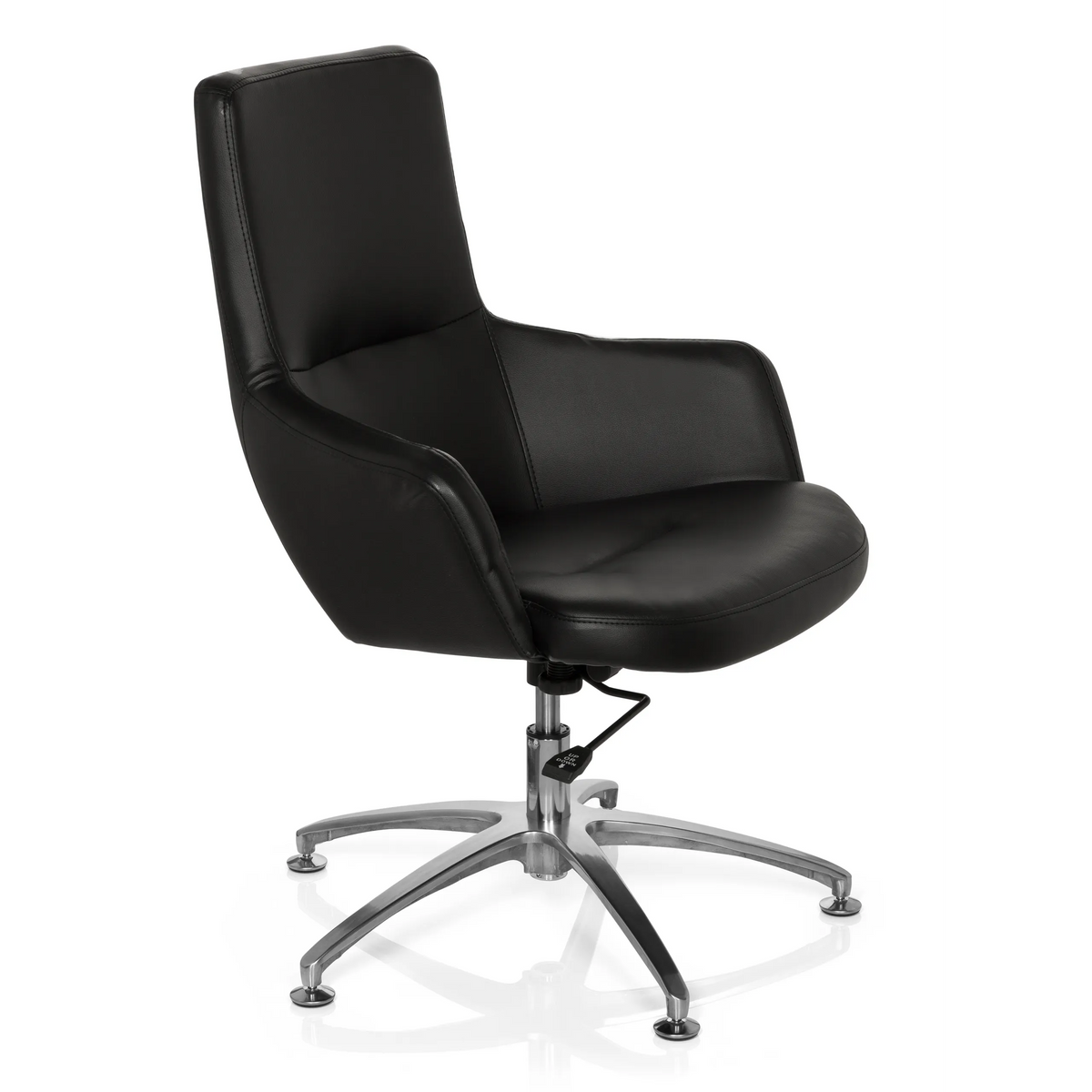 Fauteuil de salon SHAKE 300 noir avec rembourrage et piétement étoile brillant de hjh OFFICE – vue à 360° (vue de trois quarts avant 60°)