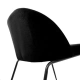 Dossier de la chaise rembourrée VELVO avec revêtement noir et structure en métal noir de hjh OFFICE