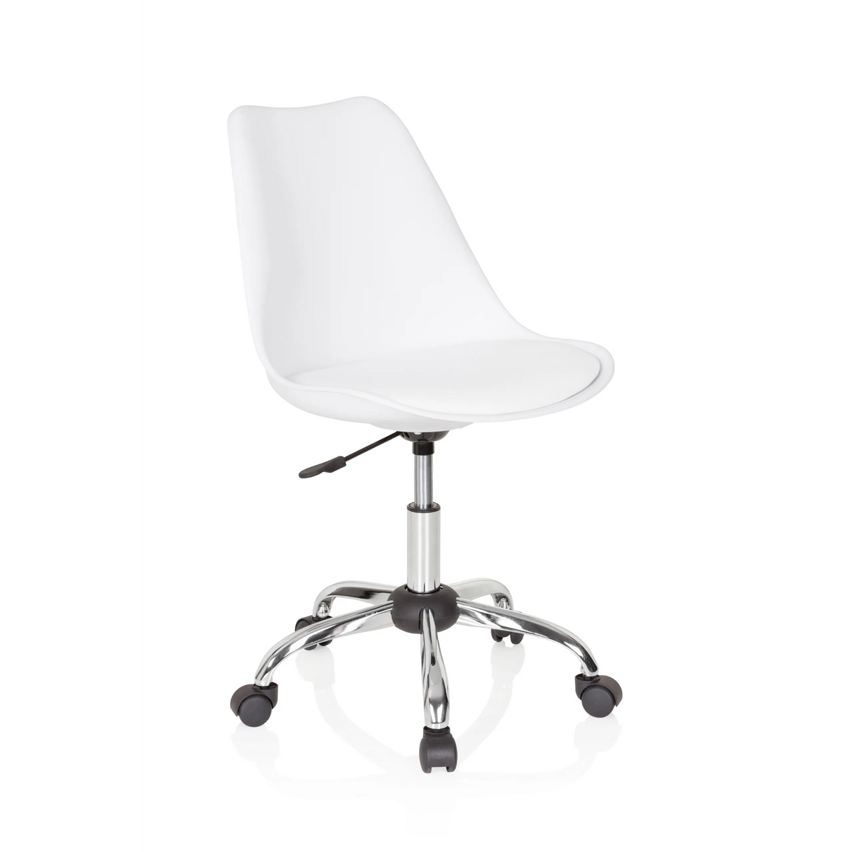 Siège de bureau à domicile FANCY PRO blanc avec étoile et cinq roulettes de hjh OFFICE – vue à 360° (vue de trois quarts avant 40°)