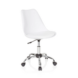 Siège de bureau à domicile FANCY PRO blanc avec étoile et cinq roulettes de hjh OFFICE – vue à 360° (vue de trois quarts avant 40°)