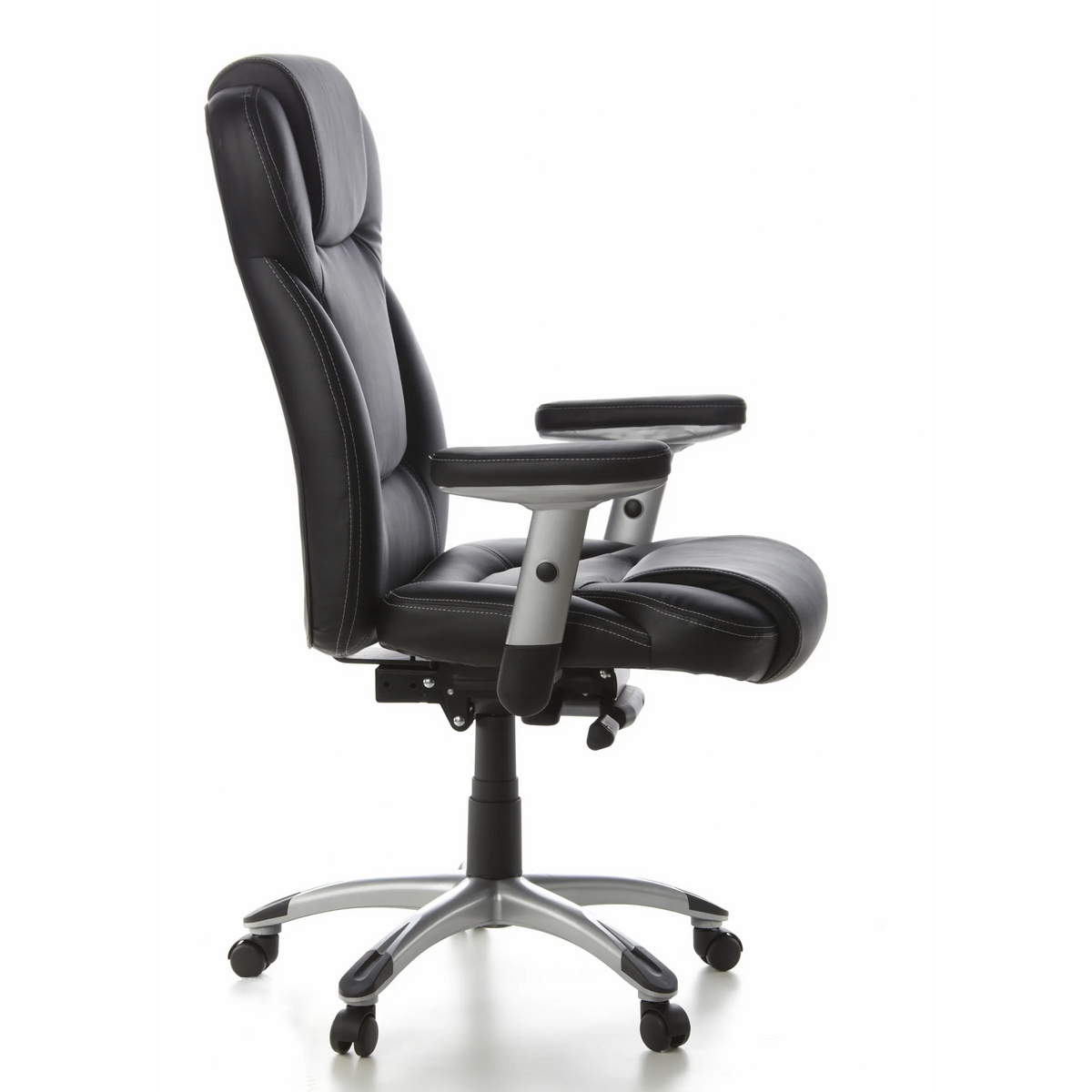 Siège de direction de qualité professionnelle EMBASSY 200 noir avec accoudoirs et pied à cinq roulettes de hjh OFFICE – vue à 360° (vue de profil 80°)