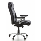 Siège de direction de qualité professionnelle EMBASSY 200 noir avec accoudoirs et pied à cinq roulettes de hjh OFFICE – vue à 360° (vue de profil 80°)