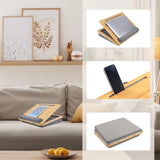 Support pour ordinateur portable COMFILAP III en bois brun avec coussin gris et support pour smartphone de hjh OFFICE