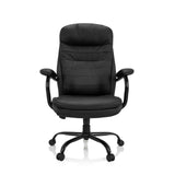 Siège pivotant RELAX XXL B noir en similicuir avec pied en étoile et cinq roulettes de hjh OFFICE – vue à 360° (vue de face 0°)