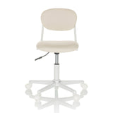 Chaise pivotante pour des enfants KIDDY BASE I beige avec rembourrage et base blanche à cinq roulettes de hjh OFFICE – vue à 360° (vue de face 0°)