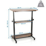Dessin coté du Bureau assis-debout WORKSTATION II de 80 × 50 cm et d'une hauteur de 80 à 120 cm de hjh OFFICE