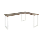 Bureau d'angle WORKSPACE BASIC I effet noyer avec pieds en U blancs de hjh OFFICE – vue à 360° (vue de face 0°)