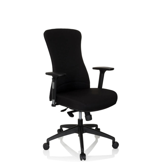 Schwarzer Profi-Bürostuhl OFFICE XT PRO mit Armlehnen und Rollenkreuz von hjh OFFICE