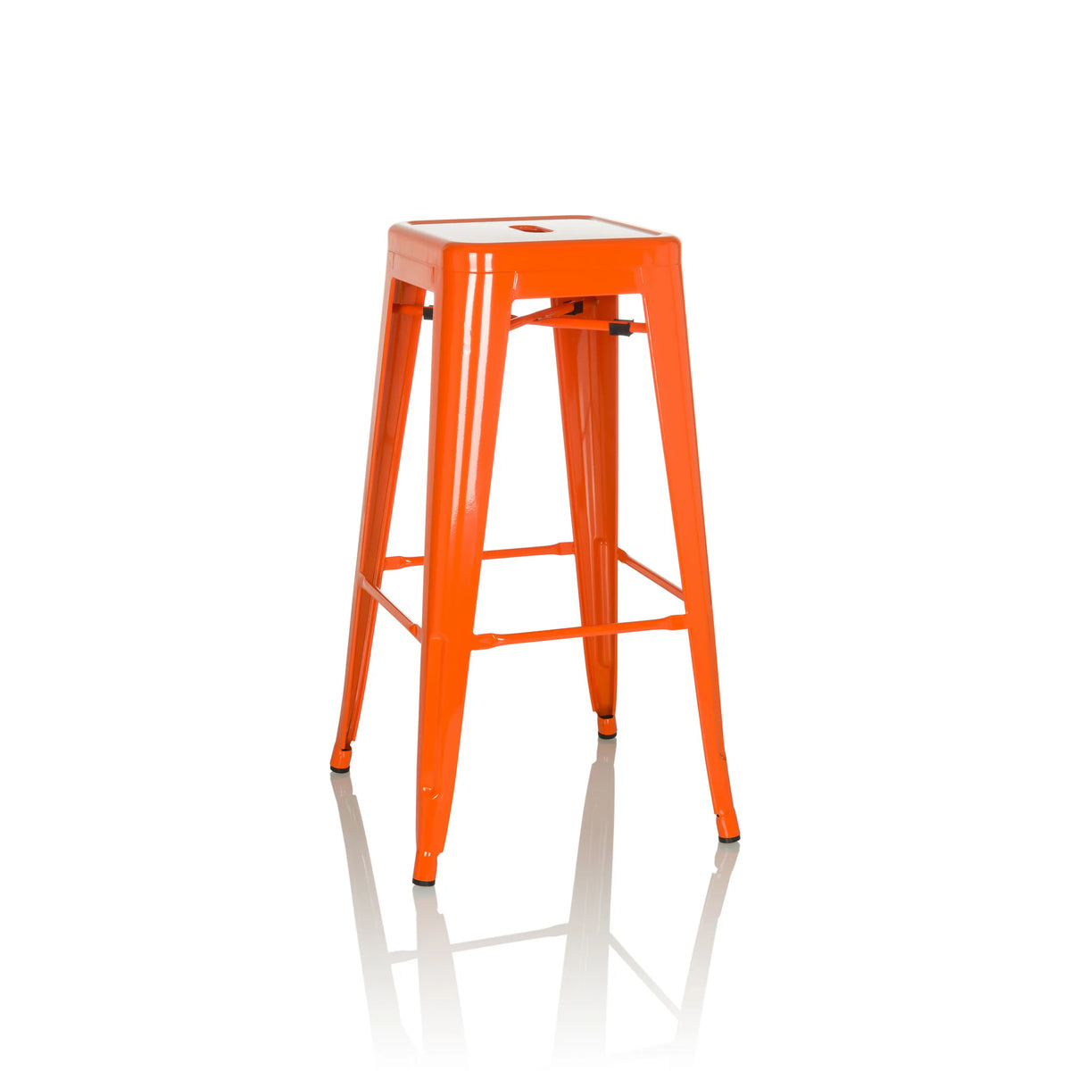 Tabouret de bar VANTAGGIO HIGH orange avec quatre pieds et repose-pieds intégrés de hjh OFFICE – vue à 360° (vue de profil 105°)