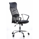 Siège de direction pour bureau à domicile ARIA HIGH noir avec dossier en maille et base à cinq roulettes de hjh OFFICE – vue à 360° (vue de trois quarts avant 60°)