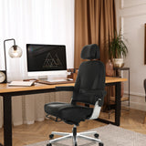 Siège pivotant XXL 24 HOURS F noir en cuir avec appuie-tête et accoudoirs de hjh OFFICE