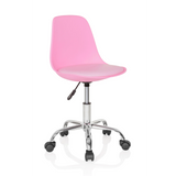 Chaise pivotante pour des enfants FANCY II rose avec coque incurvée et base à cinq roulettes de hjh OFFICE – vue à 360° (vue de trois quarts avant 40°)
