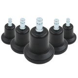 Fünf schwarze Stuhlgleiter 5 x STAND Nr. 10 mit silberfarbenen Gewindebolzen von hjh OFFICE