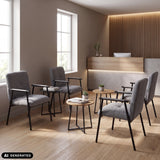 Chaises rembourrées grises Lifea Flex avec accoudoirs dans une zone d'attente de hjh LIVING (image générée par IA)