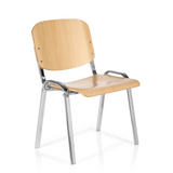 Chaise à quatre pieds XT 600 C H en hêtre avec structure en chrome de hjh OFFICE – vue à 360° (vue de trois quarts avant 40°)