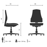 Dessin technique de la Chaise rembourrée TARVISO PU avec une capacité de charge maximale de 130 kg de hjh OFFICE