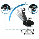 Dossier réglable avec inclinaison de 90° à 160° du Siège de bureau haut de gamme INSPERO de hjh OFFICE