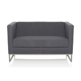 Dunkelgraues Loungesofa BARBADOS als Zwei-Sitzer mit Metallgestell von hjh OFFICE – 360-Grad-Ansicht (Frontansicht 0°)