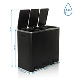 Dessin coté de la Poubelle Clean 9 avec 61 × 31,5 cm et une capacité de 54 L de hjh OFFICE