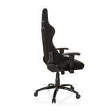 Fauteuil Gamer noir GAME FORCE avec appui-tête, accoudoirs et base à cinq roulettes de hjh OFFICE – vue à 360° (vue de profil 100°)