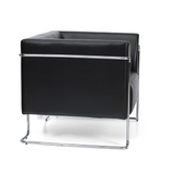 Fauteuil rembourré noir CURACAO avec structure tubulaire chromée de hjh OFFICE – vue à 360° (vue de profil 80°)