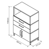 Dessin technique de l'armoire FlexWall de 1180 × 800 mm de hjh OFFICE PRO