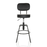 Tabouret de bar noir DISC HIGH avec dossier et repose-pieds rond de hjh OFFICE – vue à 360° (vue de face 0°)