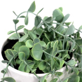 Feuilles vertes de la plante artificielle EUCALYPTUS CLIMB dans un pot blanc de hjh OFFICE