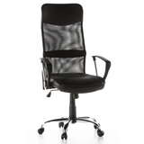 Siège de direction pour bureau à domicile ARTON 20 noir avec dossier en maille et base à cinq roulettes de hjh OFFICE – vue à 360° (vue de face 20°)