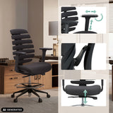 Accoudoirs, dossier et hauteur d'assise réglables de la chaise de comptoir ERGO LINE II WORK en noir de hjh OFFICE