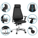 Fonctions réglables du Siège de bureau haut de gamme GENIDIA PRO en cuir noir de hjh OFFICE