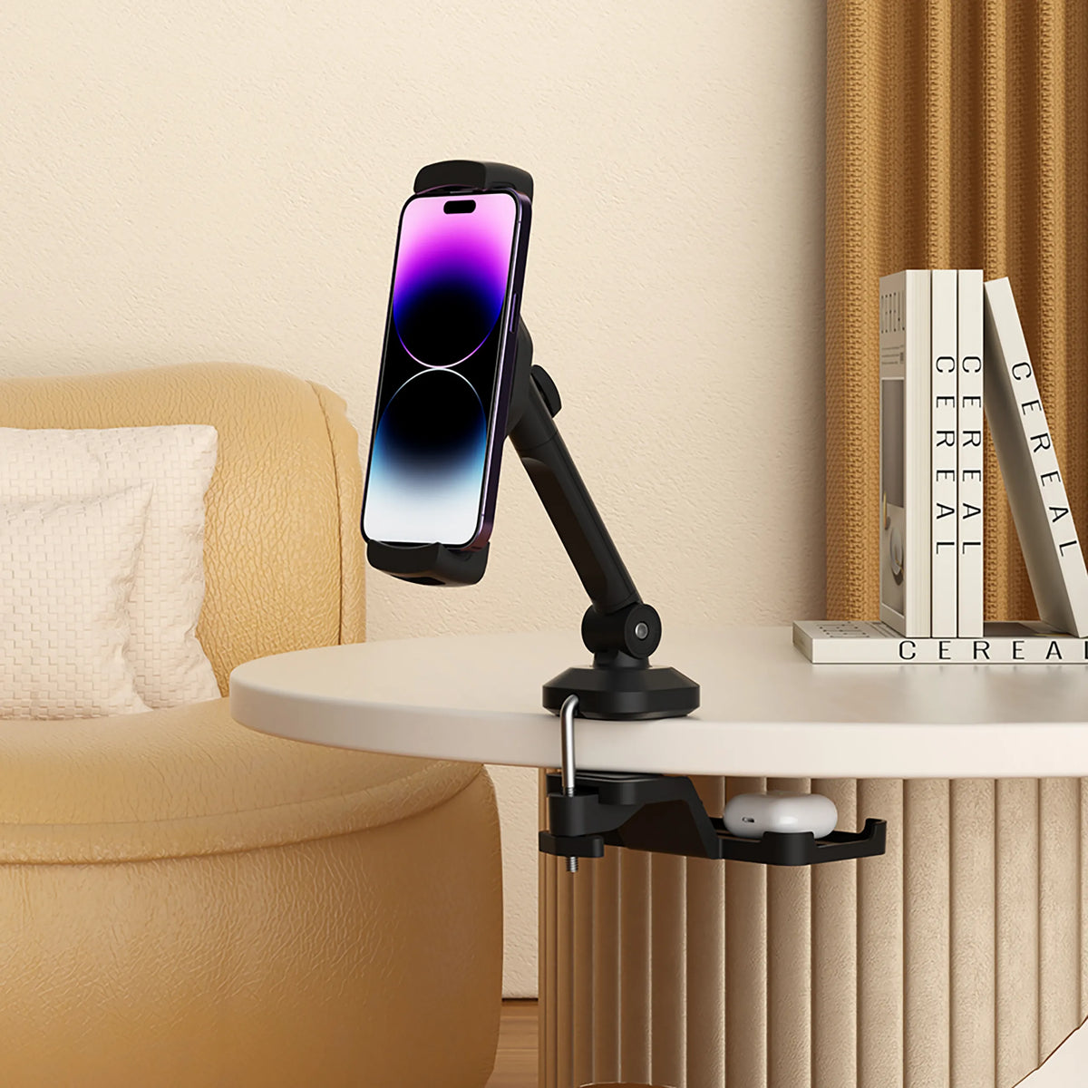 Support de téléphone portable & tablette FLEXMOBI III noir avec pince flexible et plateau de hjh OFFICE
