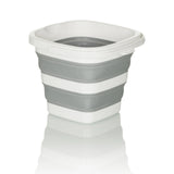 Conteneur pliable CLEAN SILE gris et blanc avec éléments muraux pliables de hjh OFFICE – vue à 360° (vue arrière 180°)
