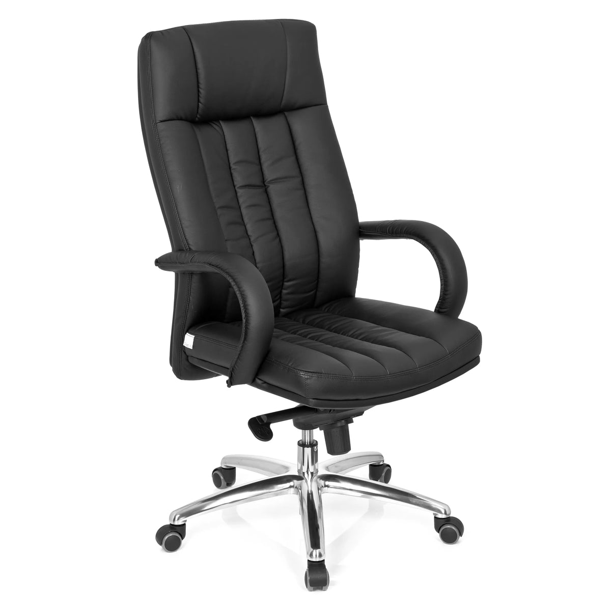 Siège pivotant XXL G 300 noir avec surpiqûres, accoudoirs et piètement à cinq roulettes de hjh OFFICE – vue à 360° (vue de trois quarts avant 40°)