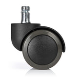 Roulettes 5x ROLO FREE 11mm/50mm noires pour sols durs avec tige en métal de hjh OFFICE – vue à 360° (vue arrière 180°)