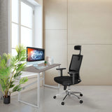 Bureau WORKSPACE LIGHT I en noyer et blanc avec piètement blanc de hjh OFFICE