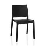 Chaise d'extérieur noire T37 V avec dossier simple et quatre pieds de hjh LIVING – vue à 360° (vue de face 15°)
