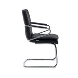 Chaise cantilever Rovento V noire avec accoudoirs et piètement luge en métal chromé de hjh OFFICE