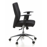 Siège de bureau de qualité professionnelle LAGUNA PRO noir avec accoudoirs et piétement à cinq roulettes de hjh OFFICE – vue à 360° (vue de profil 80°)